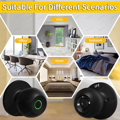 Smart Fingerprint Door Knob Lock Keyless Biometric Entry For Home