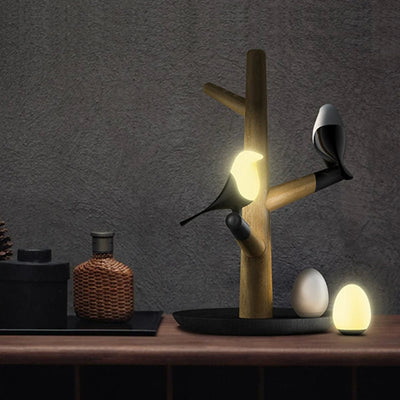 Smart LED Magpie Bird Lamp USB Rechargeable Vibration Sensor Night Light