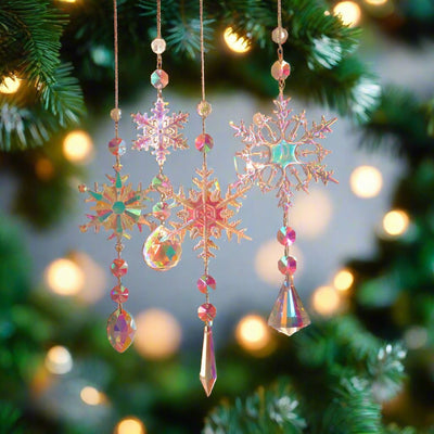 Snow Flake Crystal Sun Catcher Colorful Christmas Window Decor