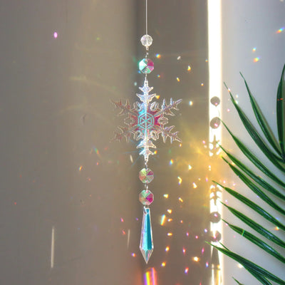 Snow Flake Crystal Sun Catcher Colorful Christmas Window Decor