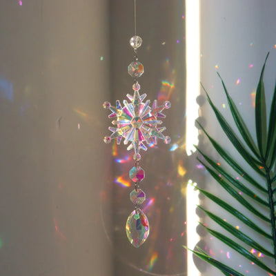 Snow Flake Crystal Sun Catcher Colorful Christmas Window Decor