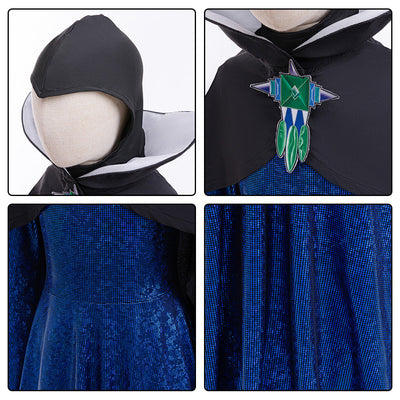 Girls Wicked Queen Costume Dress Cape Helmet Crown Set For Cosplay