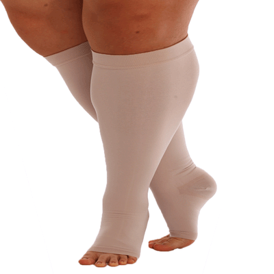Plus Size Compression Socks Open Toe Comfortable Support