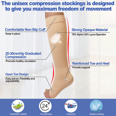Plus Size Compression Socks Open Toe Comfortable Support