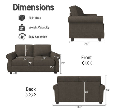 2-Seater Sofa With Solid Wood Frame And Extra Deep Seats