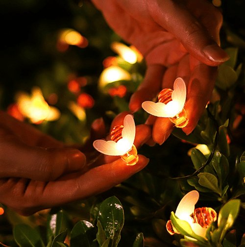 Solar Honey Bee String Lights Waterproof Outdoor Garden Party Lighting