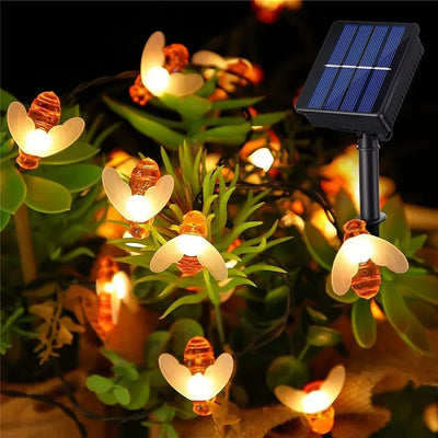 Solar Honey Bee String Lights Waterproof Outdoor Garden Party Lighting