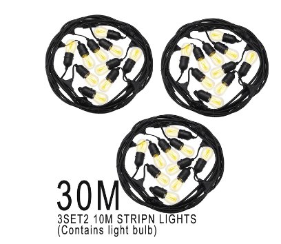 Solar Garden Festoon Lights Waterproof LED String With S14 Bulbs