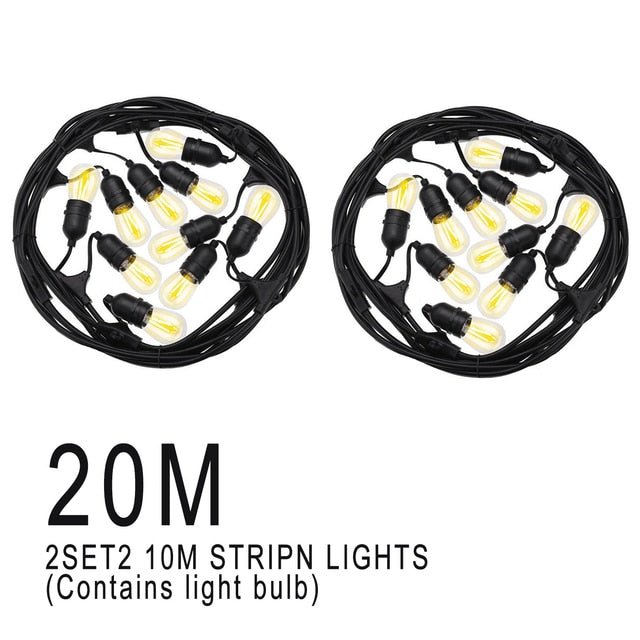 Solar Garden Festoon Lights Waterproof LED String With S14 Bulbs