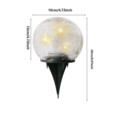 Solar Garden Globe Lights Cracked Glass Orbs For Garden Glow