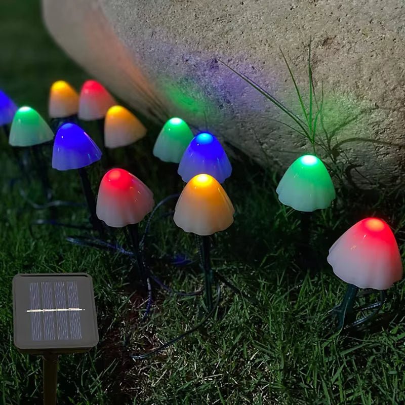 Solar-Powered Garden Fairy Lights Waterproof LED Mushroom Garland