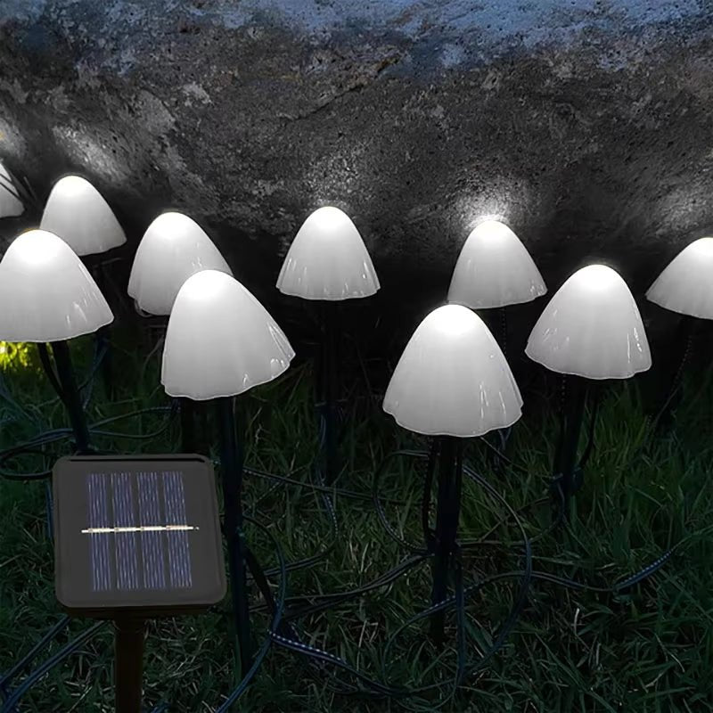 Solar-Powered Garden Fairy Lights Waterproof LED Mushroom Garland