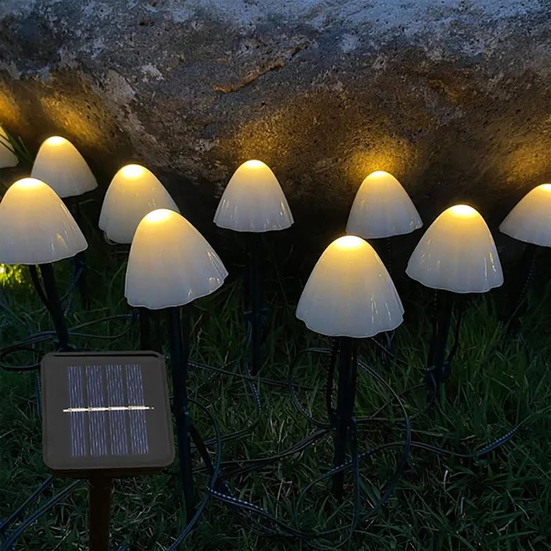 Solar-Powered Garden Fairy Lights Waterproof LED Mushroom Garland