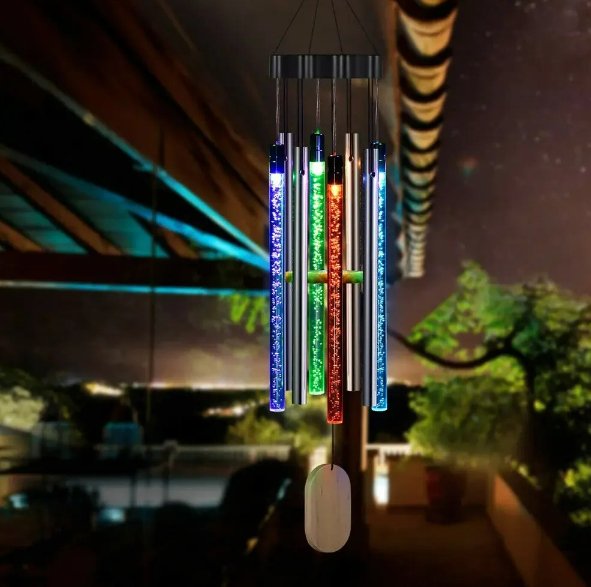 Solar Powered LED Wind Chimes Outdoor Solar Tube Light Chimes