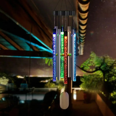 Solar Powered LED Wind Chimes Outdoor Solar Tube Light Chimes