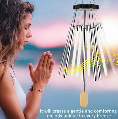 Solar Powered LED Wind Chimes Outdoor Solar Tube Light Chimes