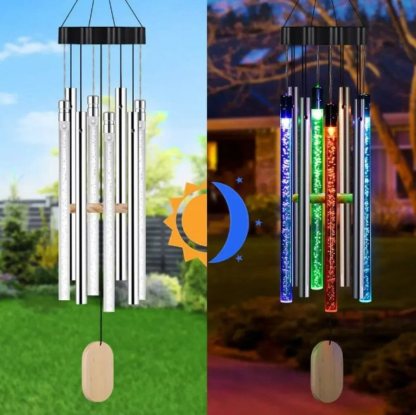 Solar Powered LED Wind Chimes Outdoor Solar Tube Light Chimes