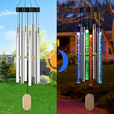 Solar Powered LED Wind Chimes Outdoor Solar Tube Light Chimes