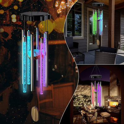 Solar Powered LED Windchimes Waterproof Decorative Garden Patio Lights
