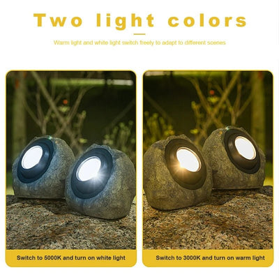 Solar Powered Rock Light Waterproof Garden Stone Lamp Outdoor