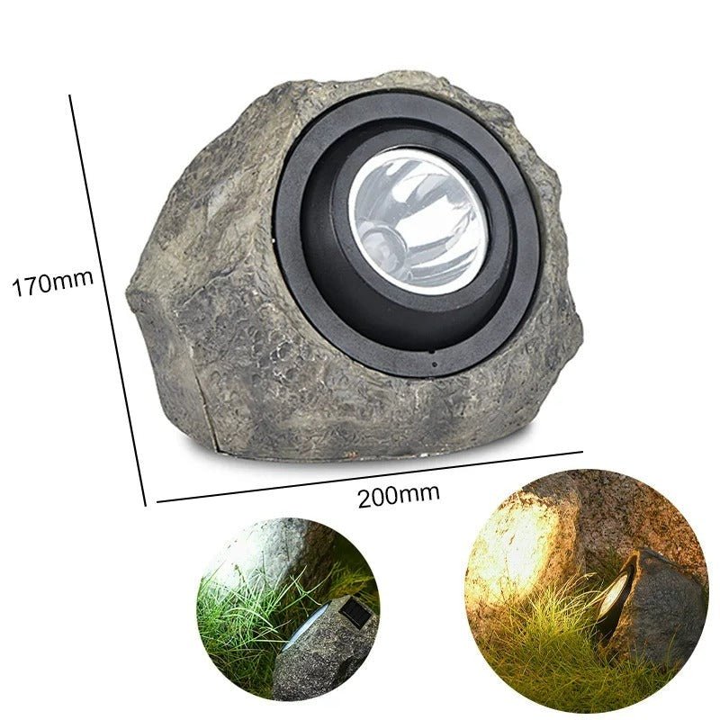 Solar Powered Rock Light Waterproof Garden Stone Lamp Outdoor