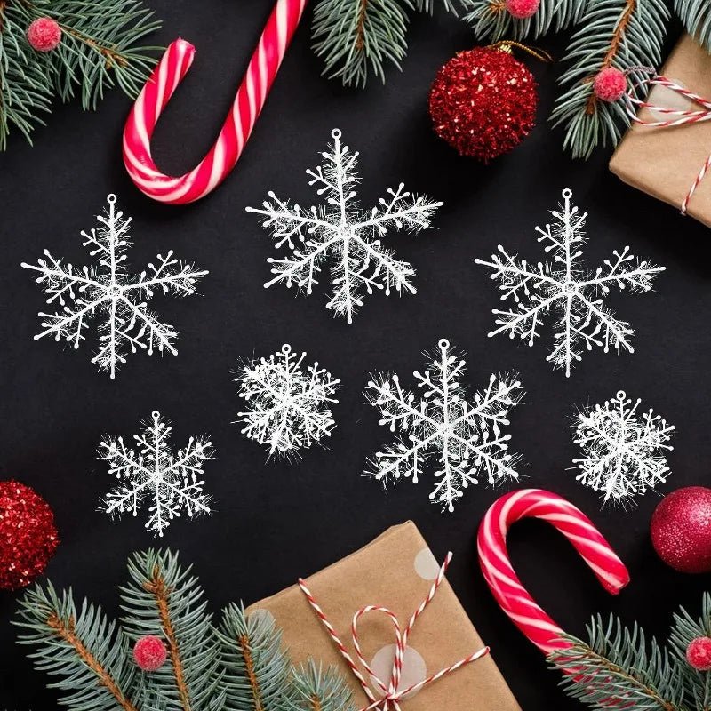 Large Snowflake Ornaments Glittering Christmas Tree Decor And DIY Garlands