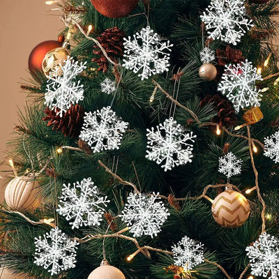 Large Snowflake Ornaments Glittering Christmas Tree Decor And DIY Garlands