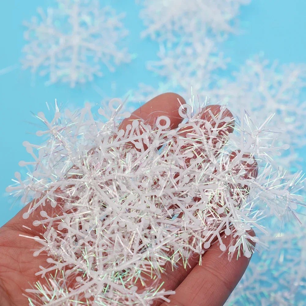 Large Snowflake Ornaments Glittering Christmas Tree Decor And DIY Garlands