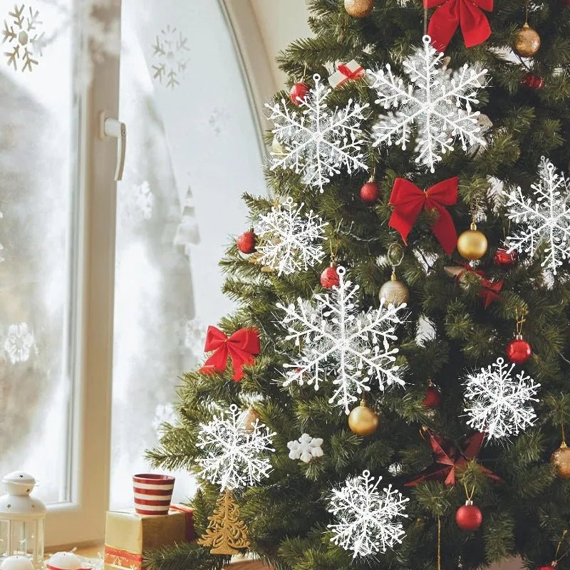 Large Snowflake Ornaments Glittering Christmas Tree Decor And DIY Garlands