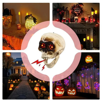 Halloween Skull Decoration With Motion Sensor And Scary Sound Effects