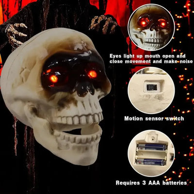 Halloween Skull Decoration With Motion Sensor And Scary Sound Effects