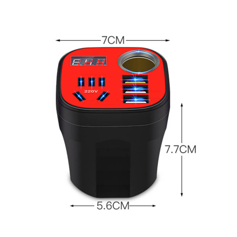 Car Power Inverter Cup Type Converter With Quick Charge Function