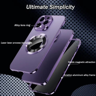 Magnetic Phone Case Double-Sided With Electroplated Glass Protection