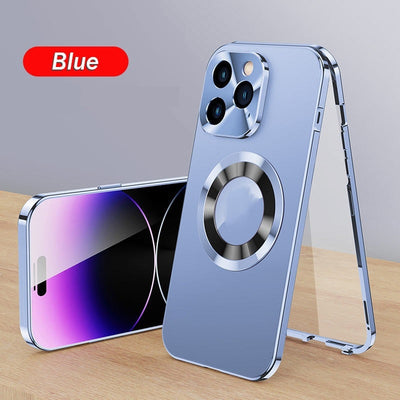 Magnetic Phone Case Double-Sided With Electroplated Glass Protection