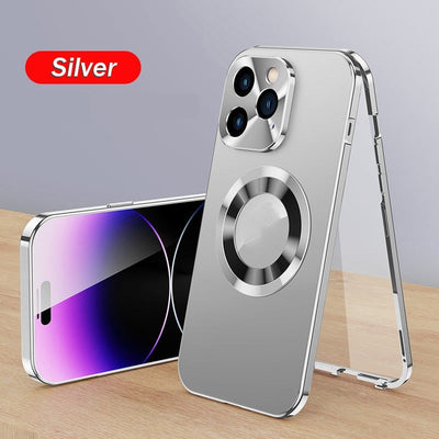 Magnetic Phone Case Double-Sided With Electroplated Glass Protection