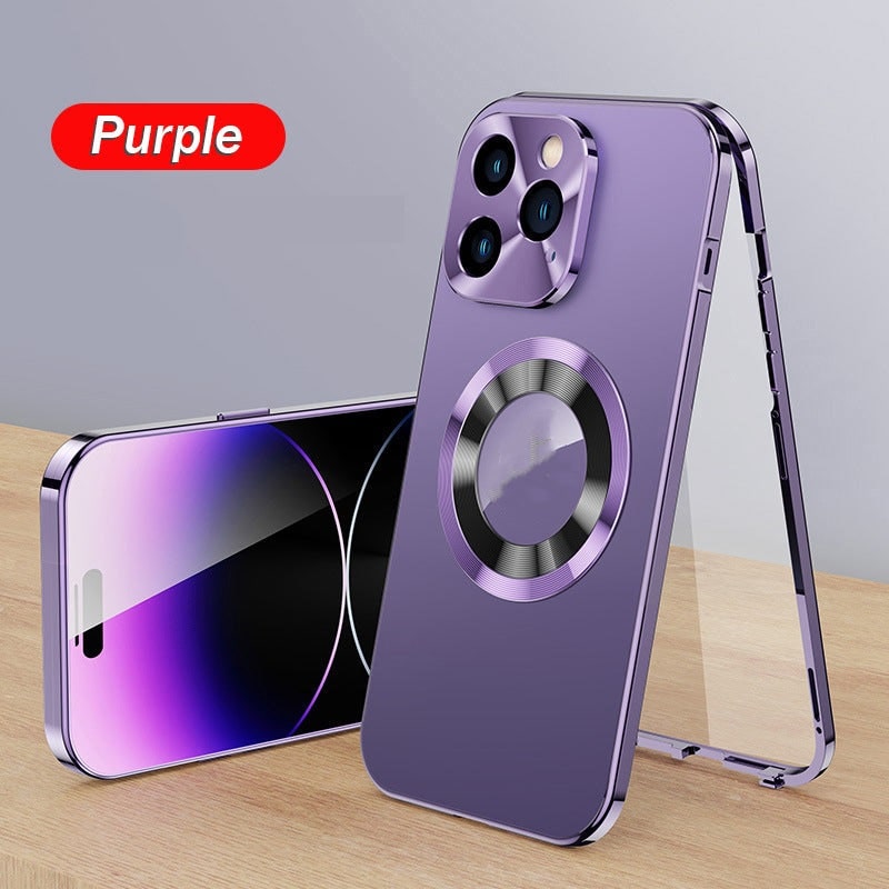 Magnetic Phone Case Double-Sided With Electroplated Glass Protection