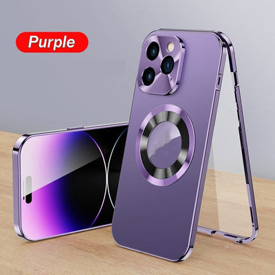 Magnetic Phone Case Double-Sided With Electroplated Glass Protection