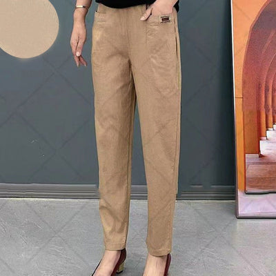 Women's Cotton Pants Elastic Waist Comfortable Soft Cotton Trousers