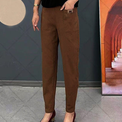 Women's Cotton Pants Elastic Waist Comfortable Soft Cotton Trousers