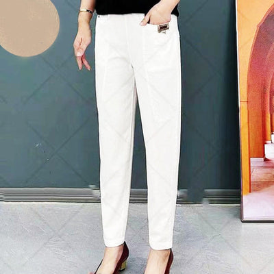 Women's Cotton Pants Elastic Waist Comfortable Soft Cotton Trousers