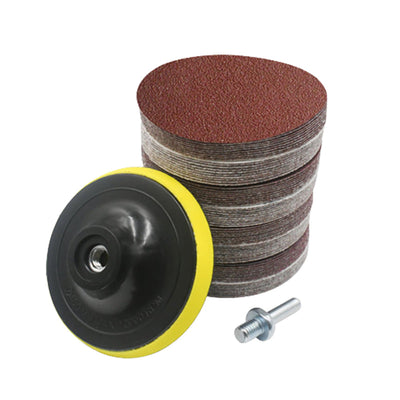 100pcs 4 Inch Round Flocking Sandpaper With Backing Plate Set