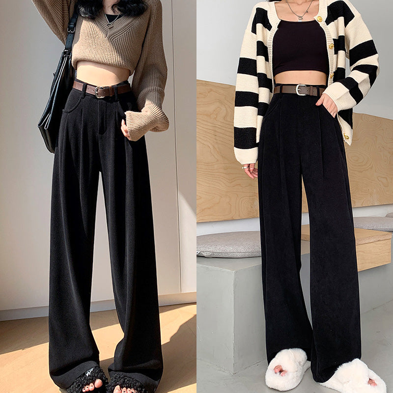Women’s Wide Leg Corduroy Pants High Waist Plush Comfort