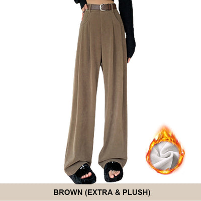 Women’s Wide Leg Corduroy Pants High Waist Plush Comfort