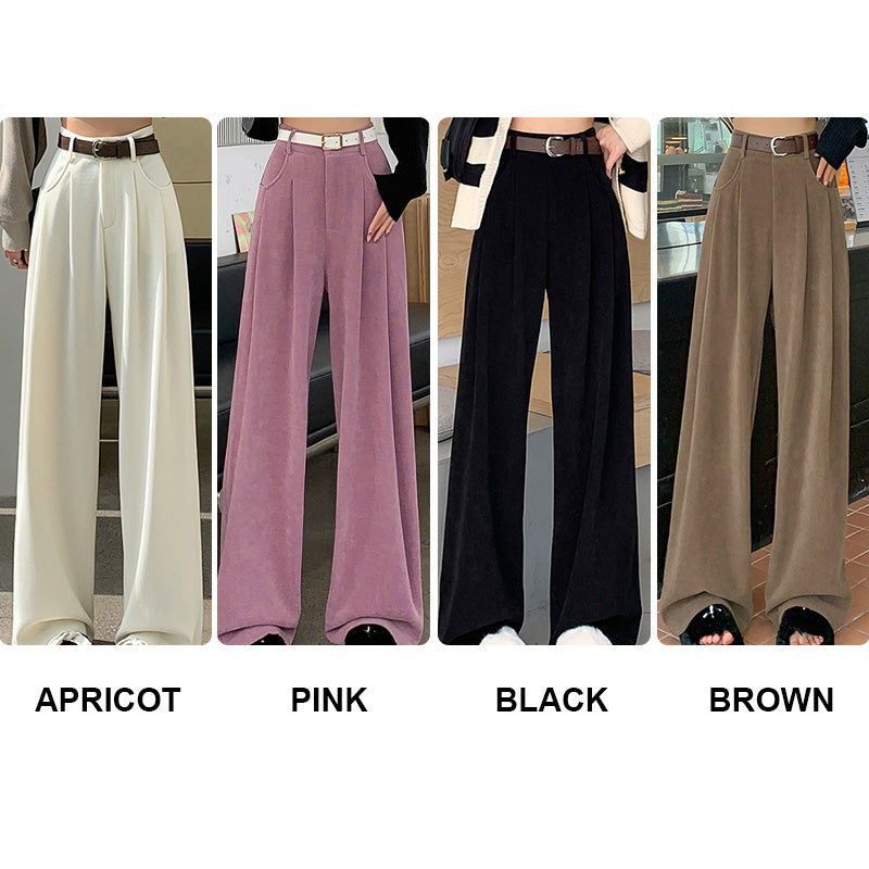 Women’s Wide Leg Corduroy Pants High Waist Plush Comfort