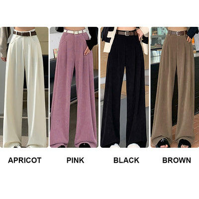Women’s Wide Leg Corduroy Pants High Waist Plush Comfort