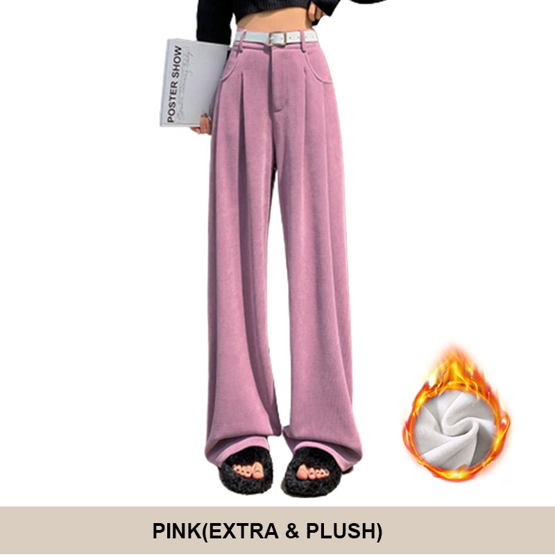 Women’s Wide Leg Corduroy Pants High Waist Plush Comfort