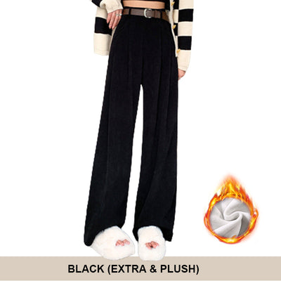 Women’s Wide Leg Corduroy Pants High Waist Plush Comfort