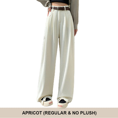 Women’s Wide Leg Corduroy Pants High Waist Plush Comfort