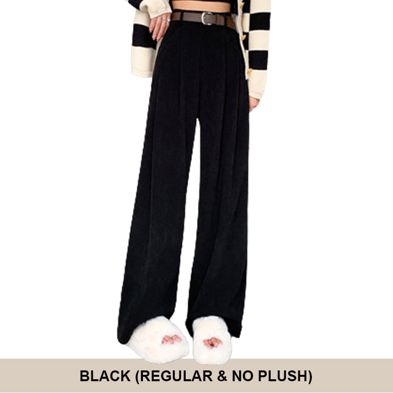 Women’s Wide Leg Corduroy Pants High Waist Plush Comfort