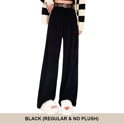 Women’s Wide Leg Corduroy Pants High Waist Plush Comfort